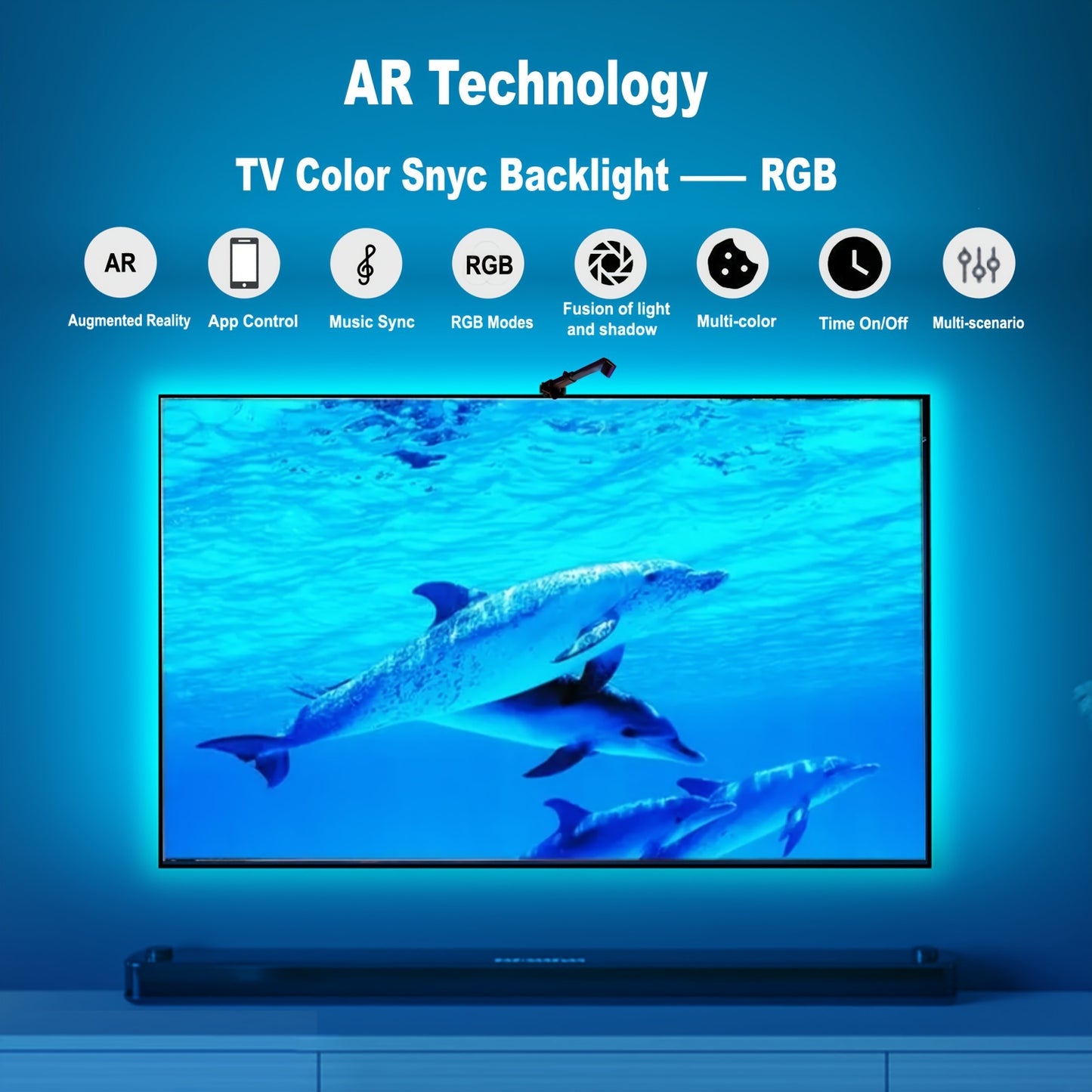 3.8M/5M RGB Light Strip for 55-75 Inch TV with Camera Detects Colors