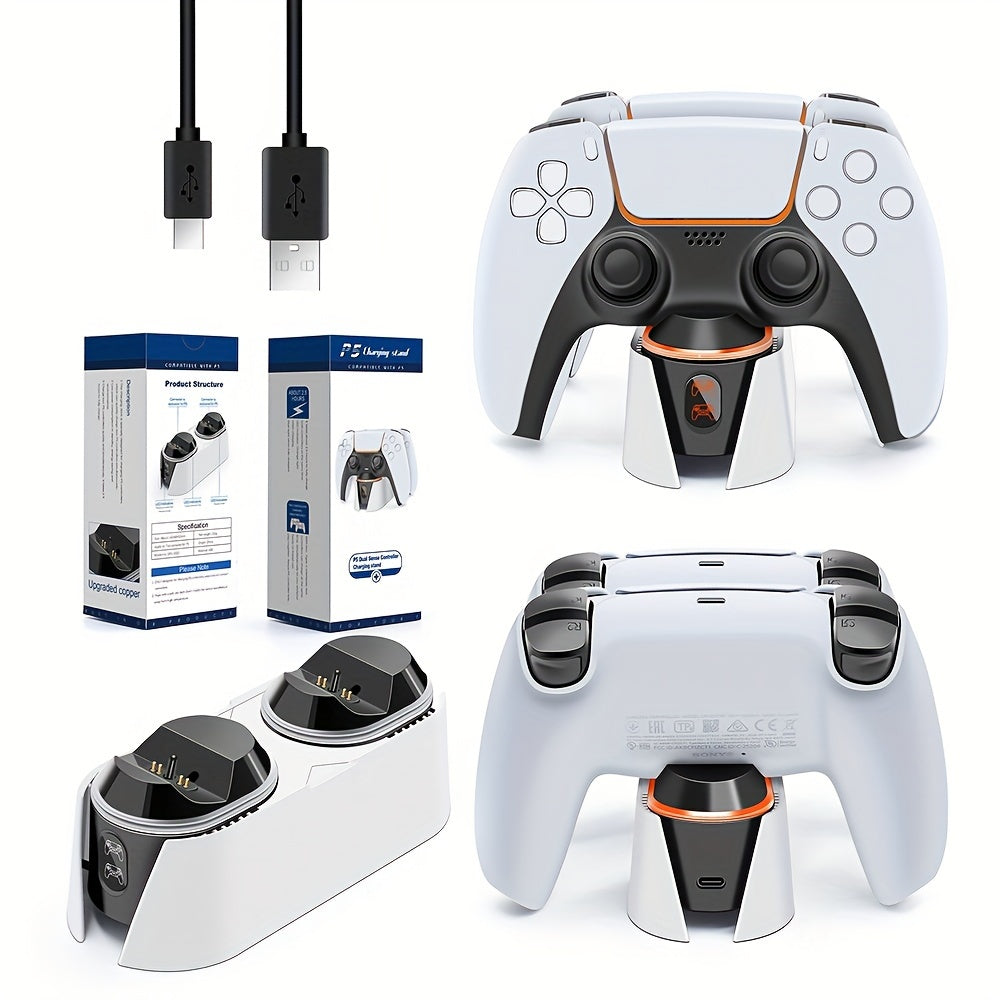 Charging Station for PS5 Controller with 5V/3A AC Fast Charging Adapter, Dual Charging Stand for Playstation 5, Docking Station as Replacement of DualSense Charging Station